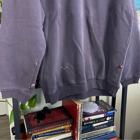 Vtg 90s Y2K Quiksilver Hoodie L Pullover Sweatshirt Grunge Trashed Distressed - Picture 3 of 13